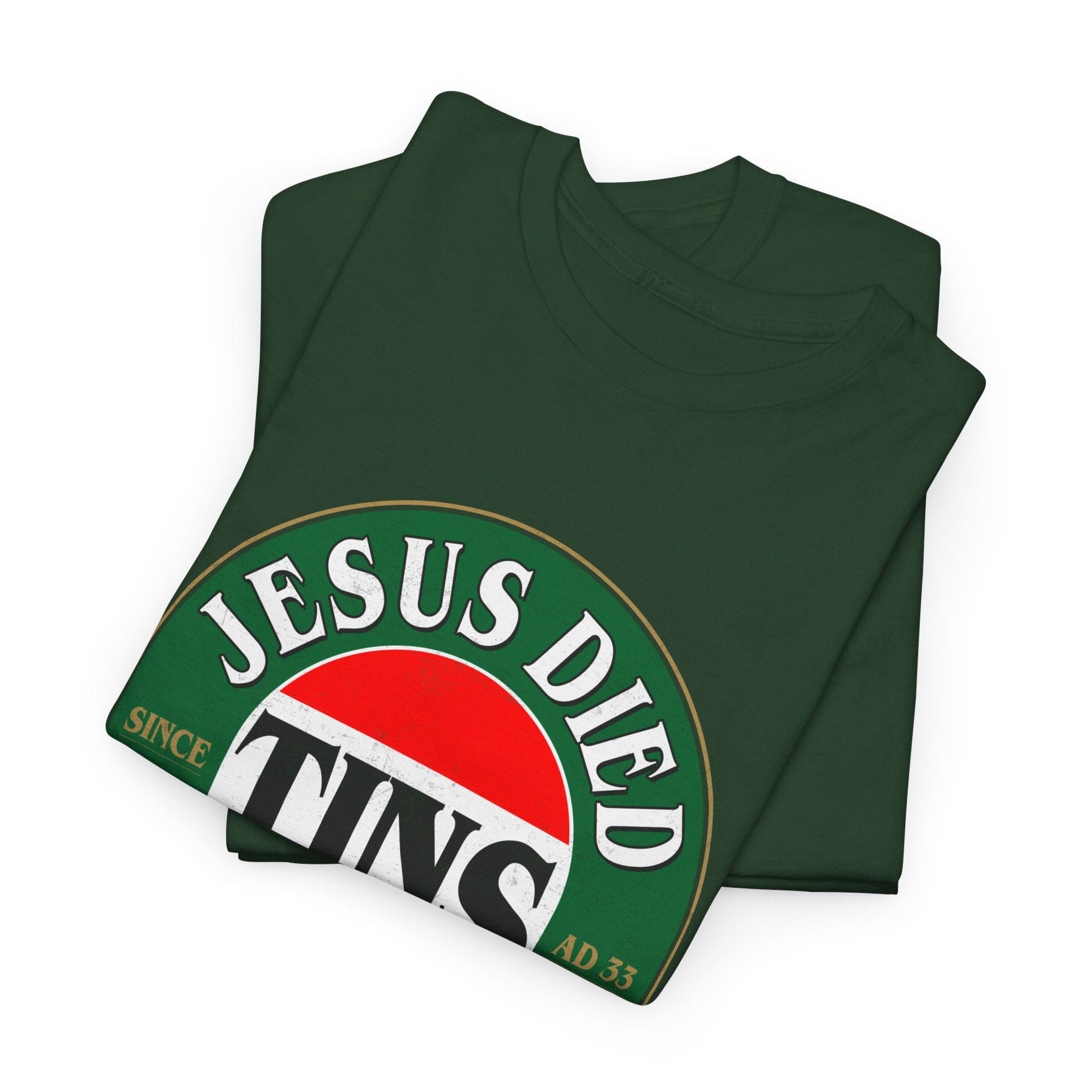 Jesus Died For Our Tins Graphic Tee Graphic Tees Australia Graphic T-Shirt Australia -  Cool Graphic T-Shirts Online -  Jesus Died For Our Tins T-Shirt | Funny Graphic T-Shirts Australia