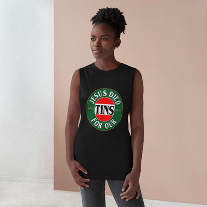 Jesus Died For Our Tins Tank Top Graphic Tees Australia Graphic T-Shirt Australia -  Cool Graphic T-Shirts Online - 