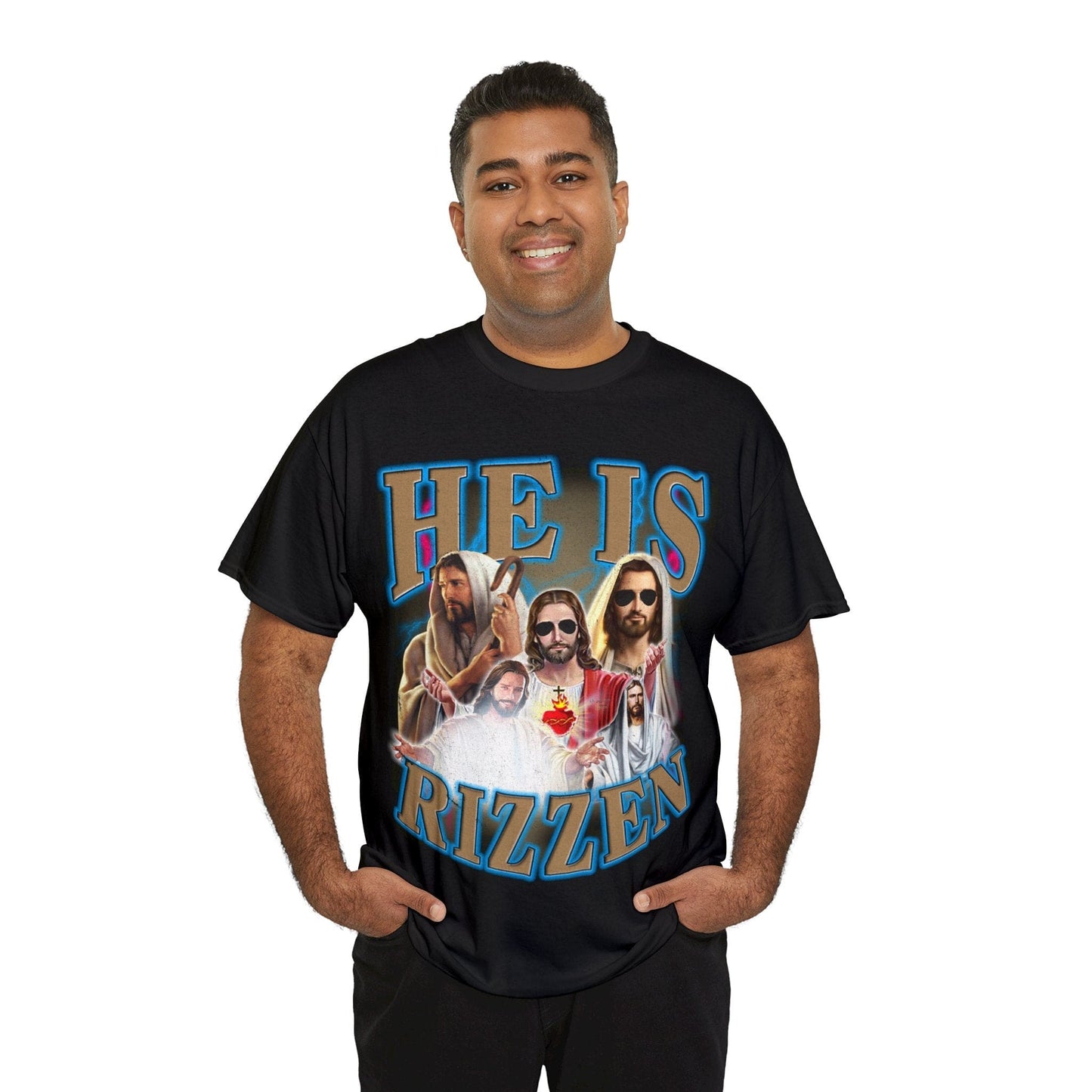 Jesus He Is Rizzen Graphic Tee Graphic Tees Australia Black / S Graphic T-Shirt Australia -  Cool Graphic T-Shirts Online -  Jesus He Is Rizzen T-Shirt | Funny T-Shirts Australia