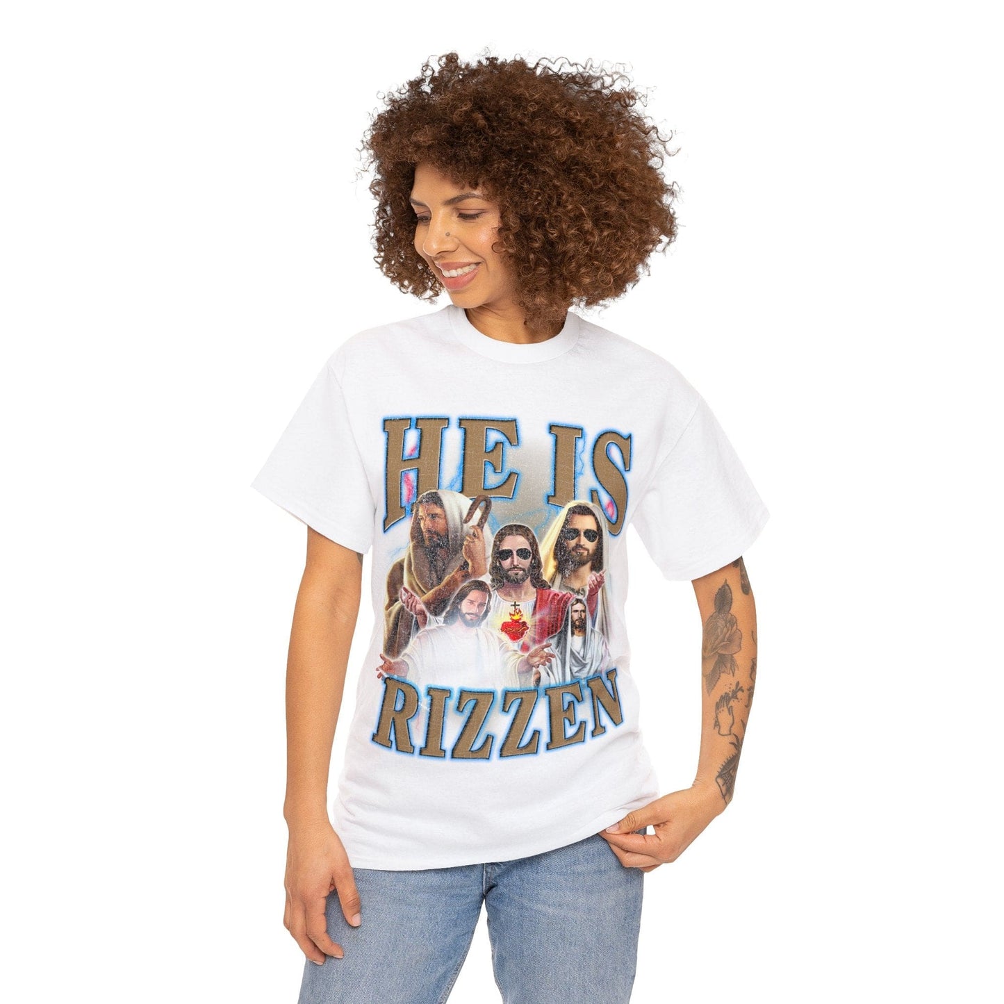 Jesus He Is Rizzen Graphic Tee Graphic Tees Australia Graphic T-Shirt Australia -  Cool Graphic T-Shirts Online -  Jesus He Is Rizzen T-Shirt | Funny T-Shirts Australia