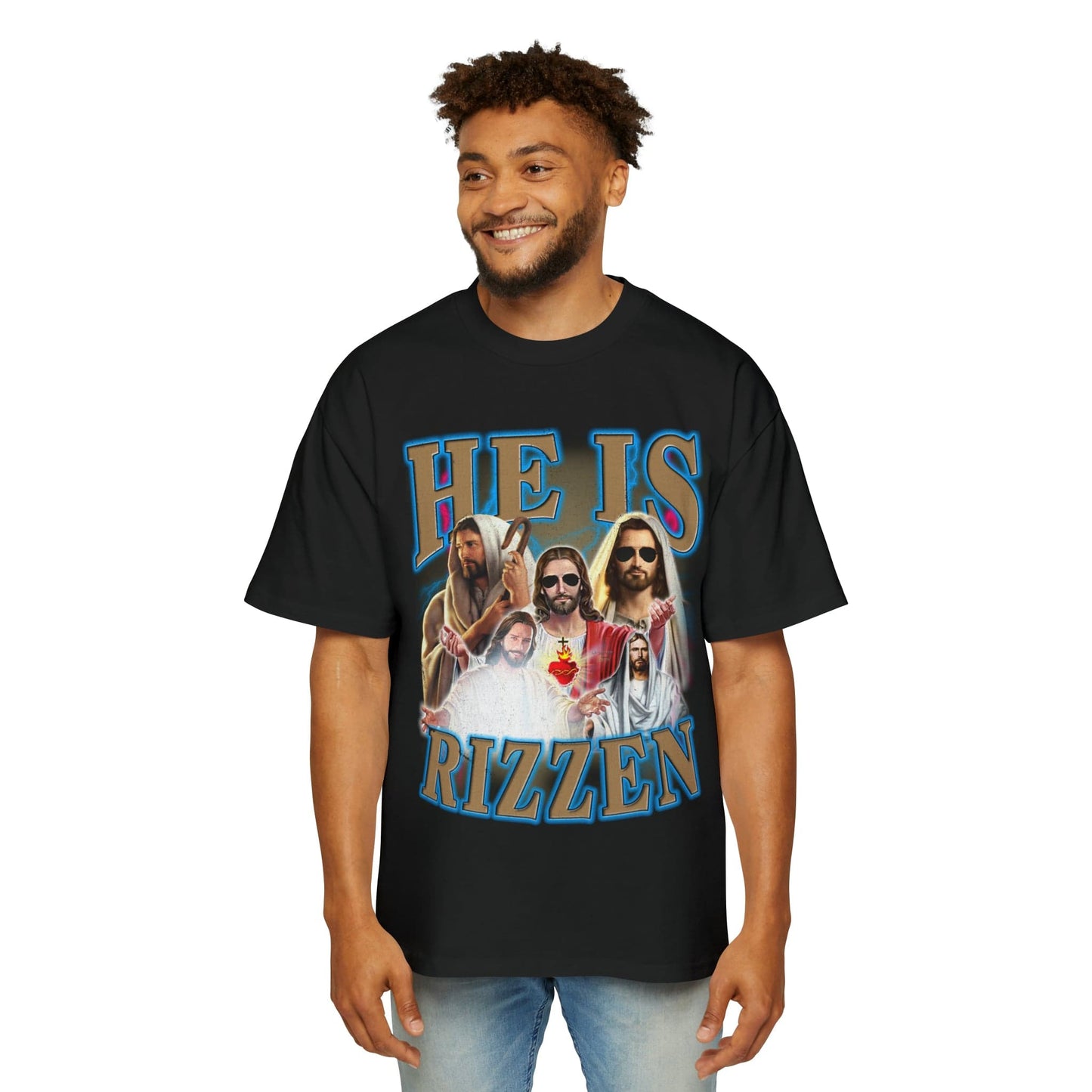 Jesus He Is Rizzen Oversized Tee Graphic Tees Australia Graphic T-Shirt Australia -  Cool Graphic T-Shirts Online -  Jesus He Is Rizzen Oversized Tee | Funny Graphic T-Shirt Australia