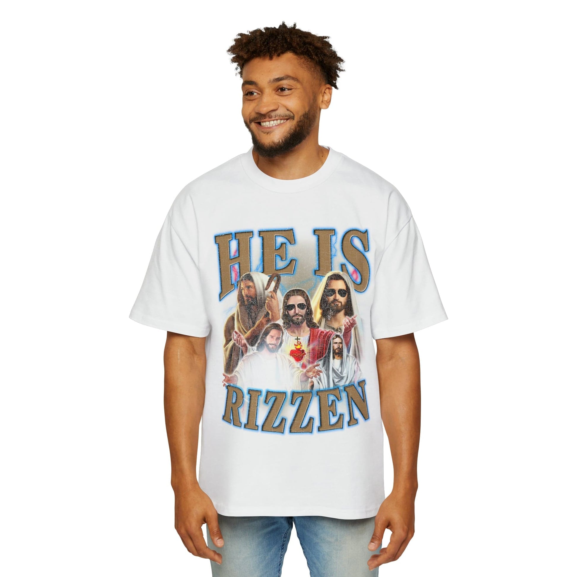 Jesus He Is Rizzen Oversized Tee Graphic Tees Australia Graphic T-Shirt Australia -  Cool Graphic T-Shirts Online -  Jesus He Is Rizzen Oversized Tee | Funny Graphic T-Shirt Australia