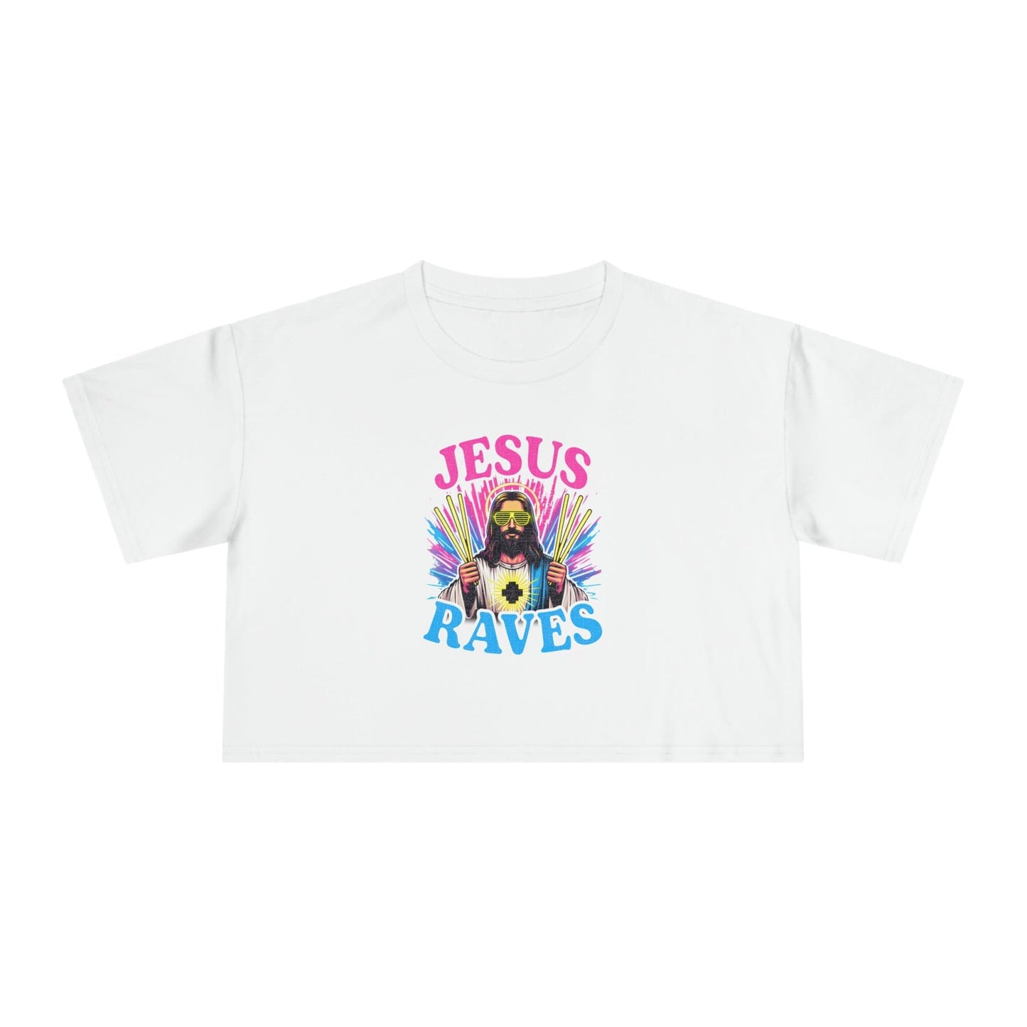 Jesus Raves Crop Tee Graphic Tees Australia Graphic T-Shirt Australia -  Cool Graphic T-Shirts Online -  Jesus Raves Crop Tee | Womens T-Shirts Australia