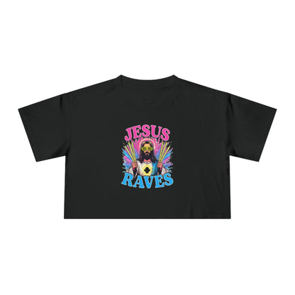 Jesus Raves Crop Tee Graphic Tees Australia Graphic T-Shirt Australia -  Cool Graphic T-Shirts Online -  Jesus Raves Crop Tee | Womens T-Shirts Australia