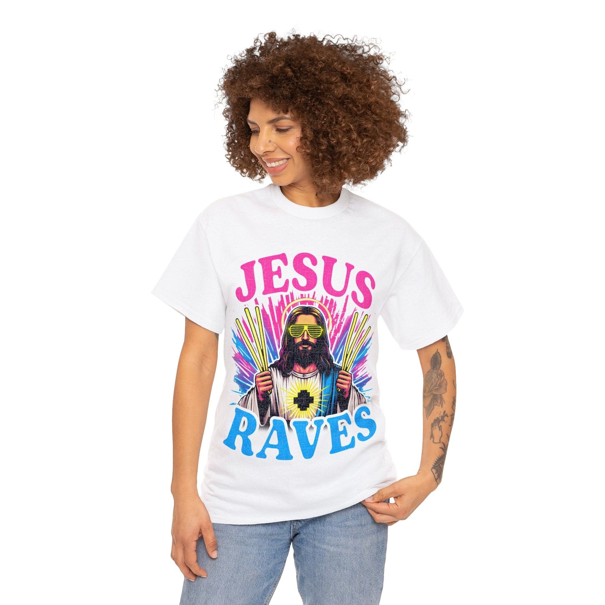 Jesus Raves Graphic Tee Graphic Tees Australia White / S Graphic T-Shirt Australia -  Cool Graphic T-Shirts Online -  Jesus Raves Graphic Tee | Jesus Graphic T-Shirts Australia