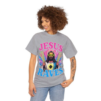 Jesus Raves Graphic Tee Graphic Tees Australia Sport Grey / S Graphic T-Shirt Australia -  Cool Graphic T-Shirts Online -  Jesus Raves Graphic Tee | Jesus Graphic T-Shirts Australia