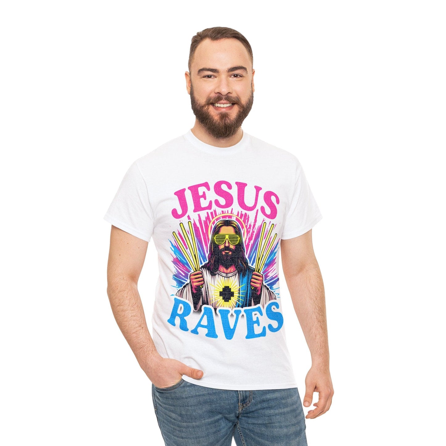 Jesus Raves Graphic Tee Graphic Tees Australia Graphic T-Shirt Australia -  Cool Graphic T-Shirts Online -  Jesus Raves Graphic Tee | Jesus Graphic T-Shirts Australia