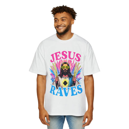 Jesus Raves Oversized Tee Graphic Tees Australia White / S Graphic T-Shirt Australia -  Cool Graphic T-Shirts Online -  Jesus Raves Oversized Tee | Funny Oversized T-Shirts