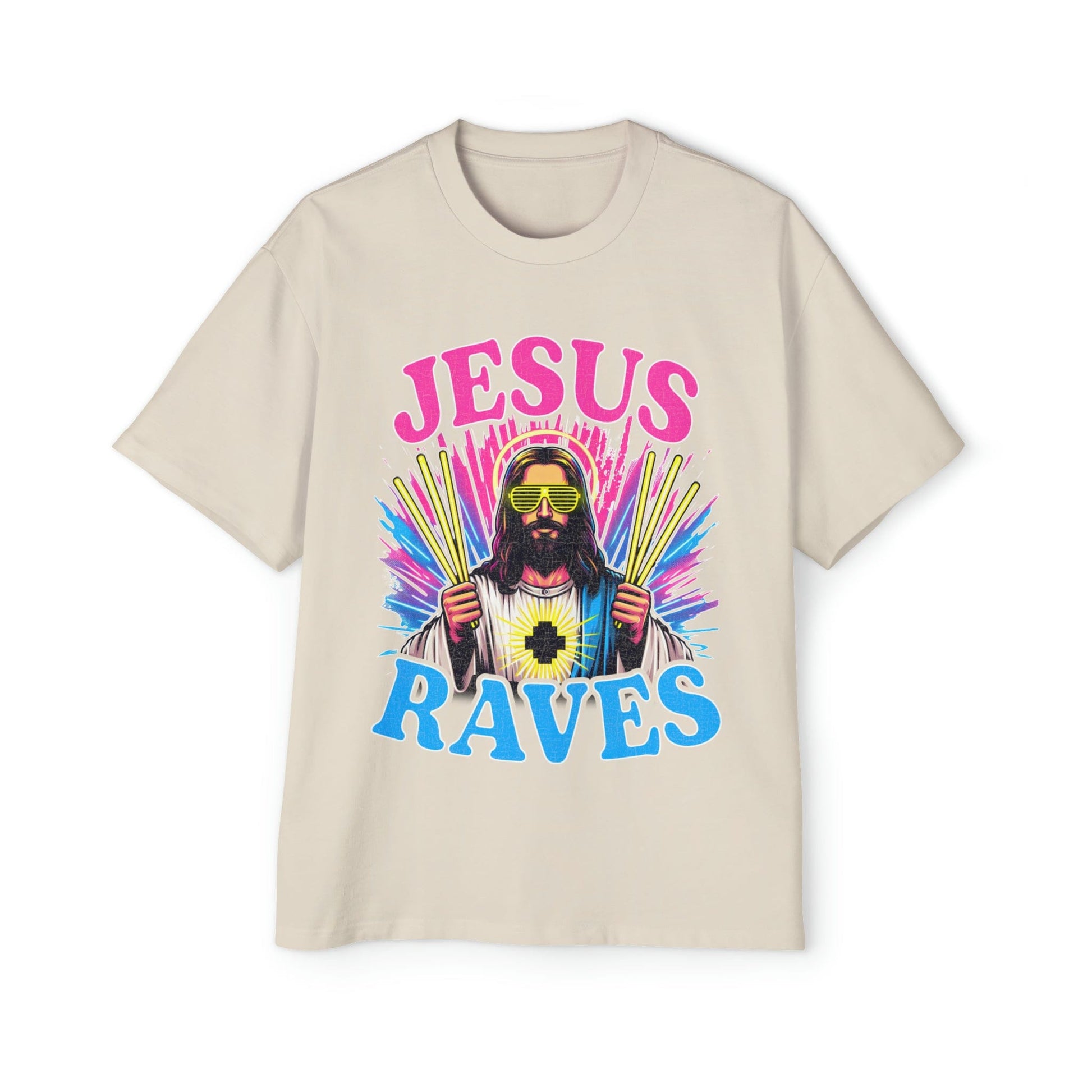 Jesus Raves Oversized Tee Graphic Tees Australia Graphic T-Shirt Australia -  Cool Graphic T-Shirts Online -  Jesus Raves Oversized Tee | Funny Oversized T-Shirts