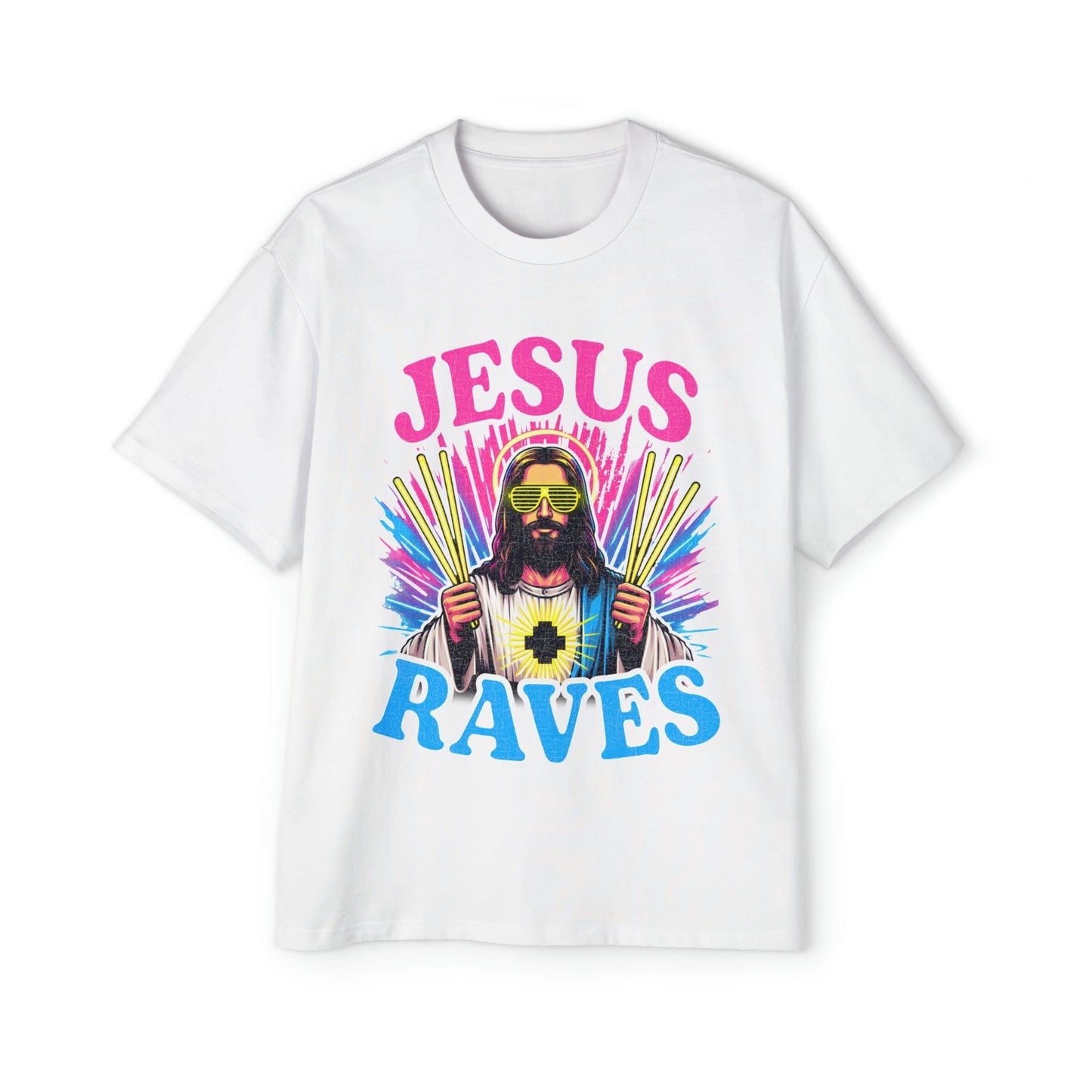 Jesus Raves Oversized Tee Graphic Tees Australia Graphic T-Shirt Australia -  Cool Graphic T-Shirts Online -  Jesus Raves Oversized Tee | Funny Oversized T-Shirts