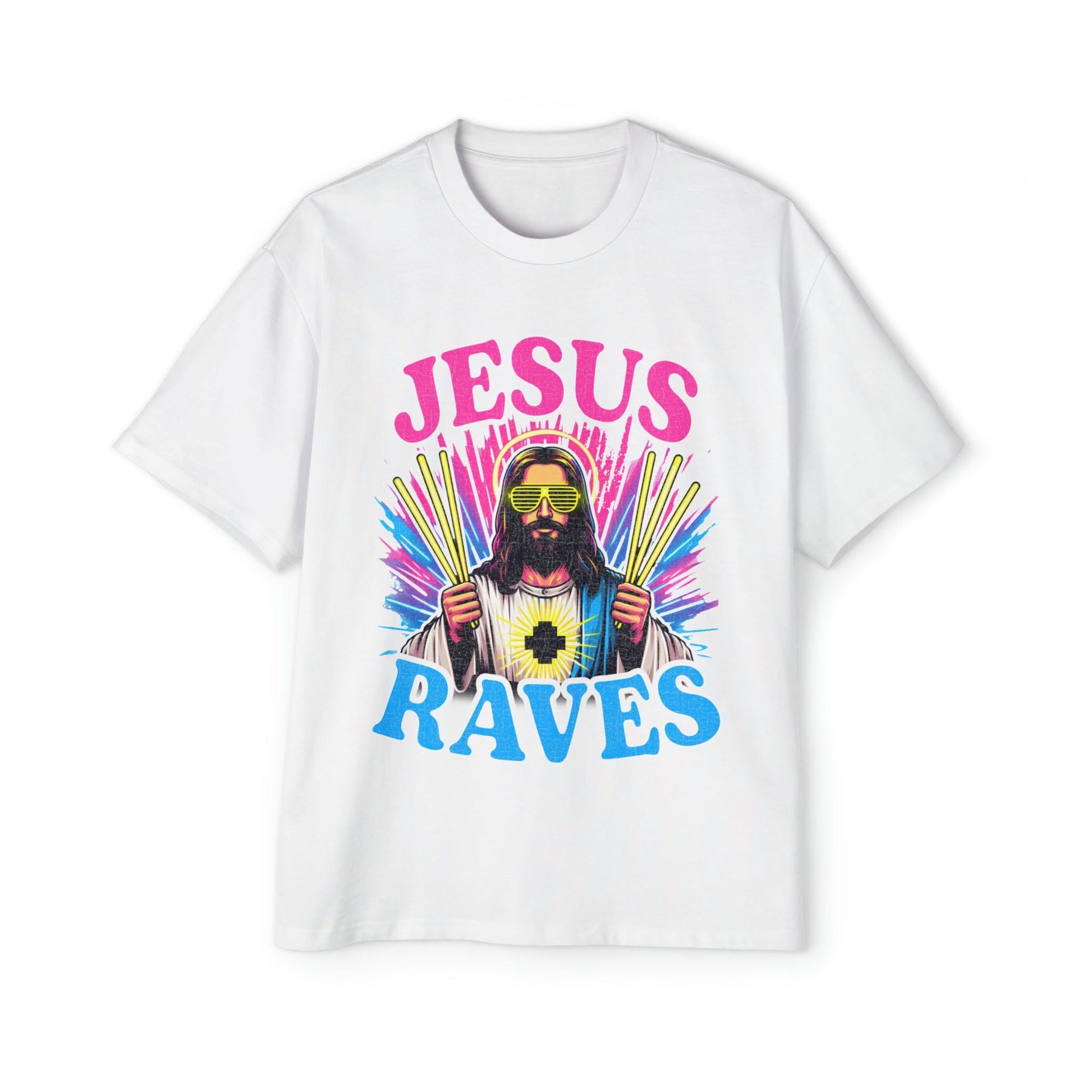 Jesus Raves Oversized Tee Graphic Tees Australia Graphic T-Shirt Australia -  Cool Graphic T-Shirts Online -  Jesus Raves Oversized Tee | Funny Oversized T-Shirts