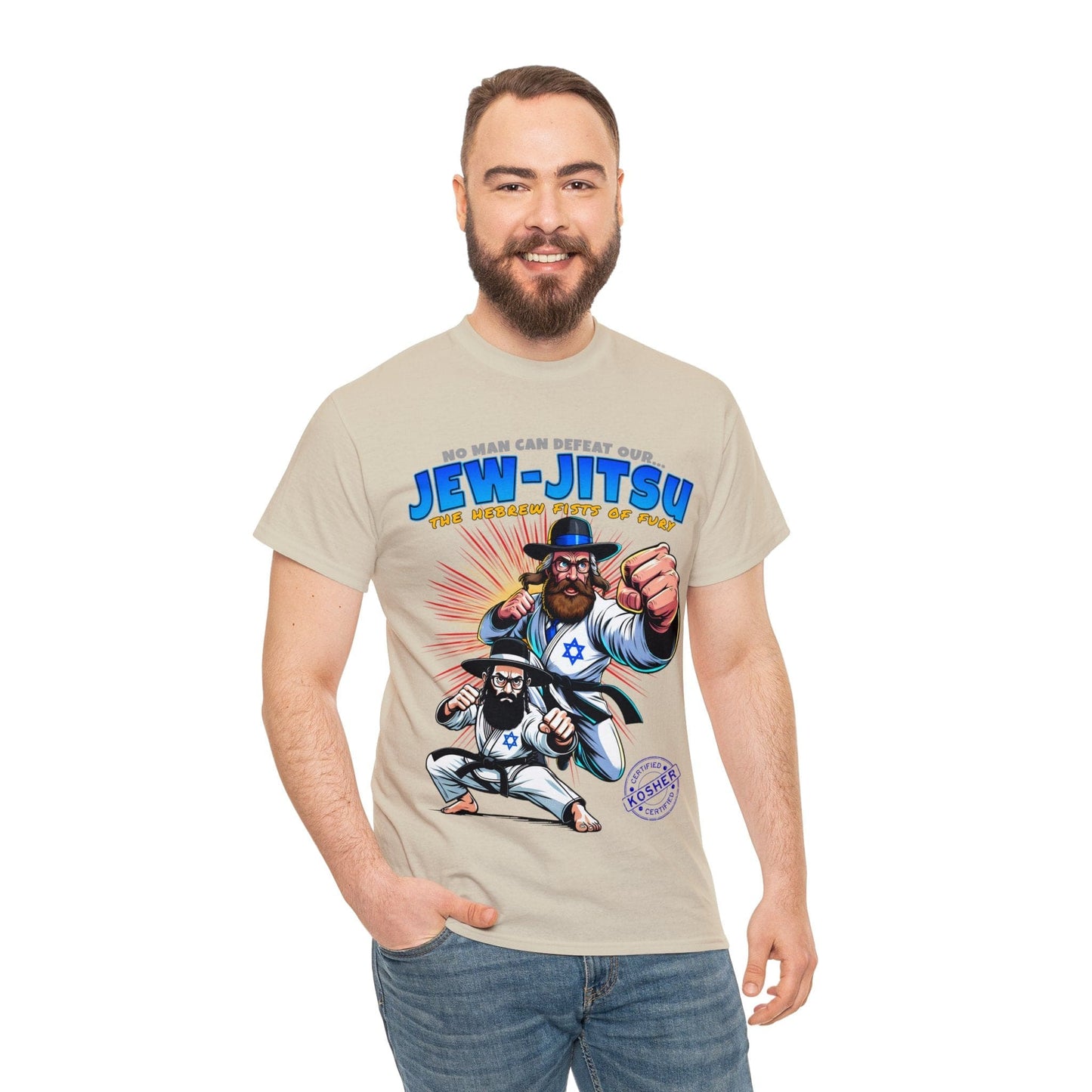 Jew-Jitsu Graphic Tee Graphic Tees Australia Sand / S Graphic T-Shirt Australia -  Cool Graphic T-Shirts Online -  Jew-Jitsu T-Shirt | Funny T-Shirts Australia