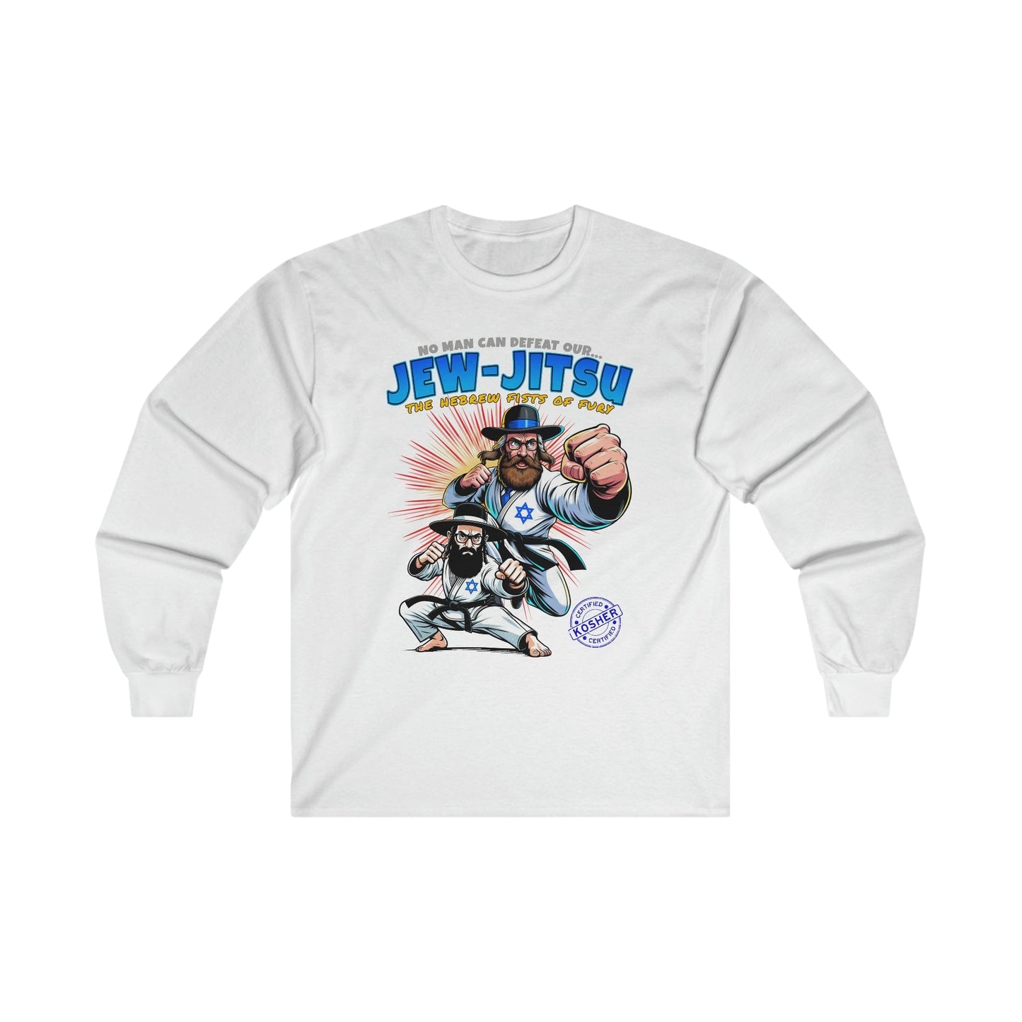 Jew Jitsu Long Sleeve Graphic Tees Australia S / White Graphic T-Shirt Australia -  Cool Graphic T-Shirts Online -  Jew Jitsu Long Sleeve | Offensive Funny T-Shirts Australia