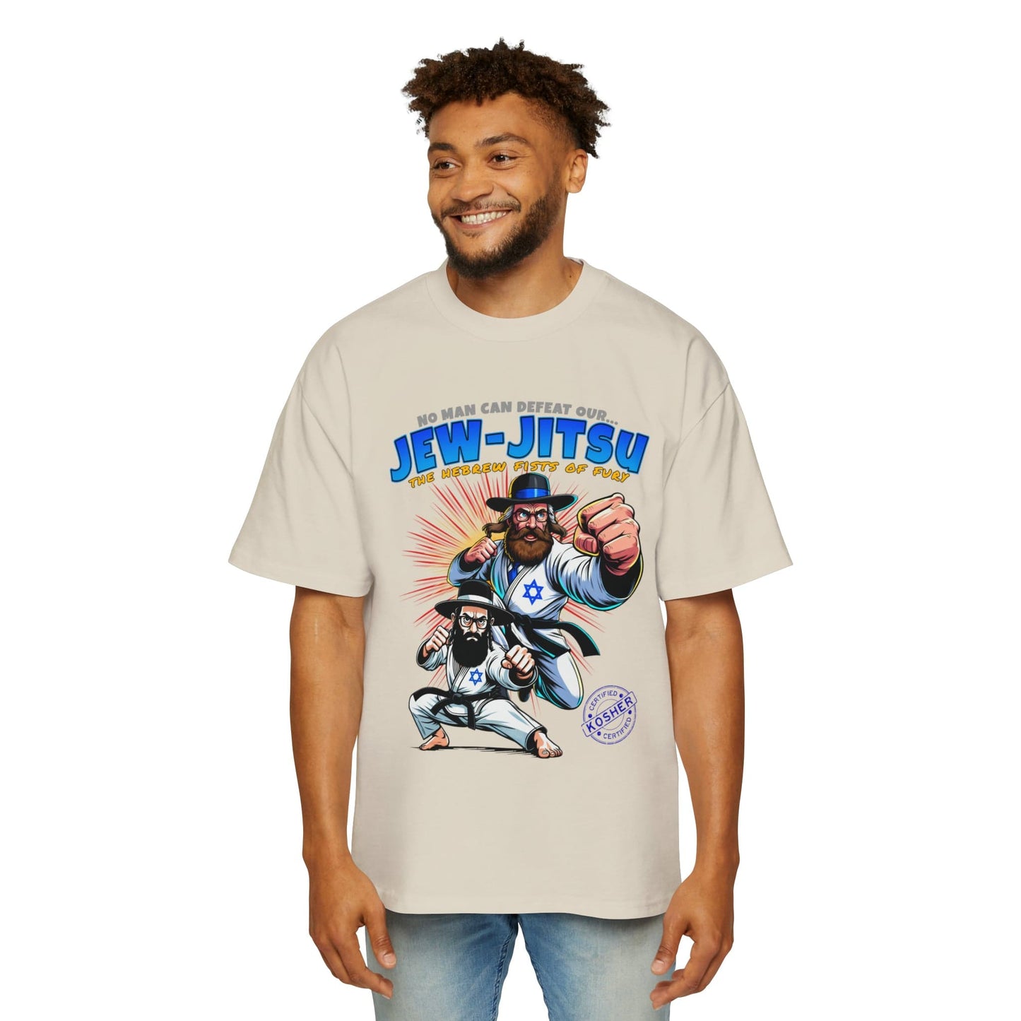 Jew-Jitsu Oversized Tee Graphic Tees Australia Ecru / S Graphic T-Shirt Australia -  Cool Graphic T-Shirts Online -  Jew-Jitsu Oversized Tee | Funny Graphic T-Shirts Australia