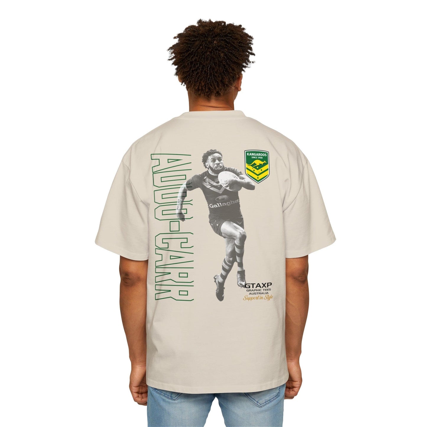 Josh Addo-Carr Kangaroos Oversized Tee Graphic Tees Australia Ecru / S Graphic T-Shirt Australia -  Cool Graphic T-Shirts Online -  Josh Addo Carr Kangaroos Oversized Tee | Kangaroos Australia Merch