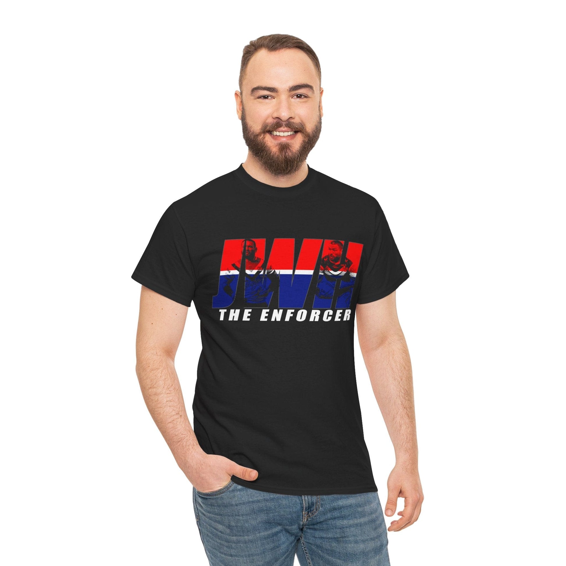 JWH The Enforcer Graphic Tee Graphic Tees Australia Black / S Graphic T-Shirt Australia -  Cool Graphic T-Shirts Online -  JWH The Enforcer T-Shirt | Sydney Roosters Merchandise