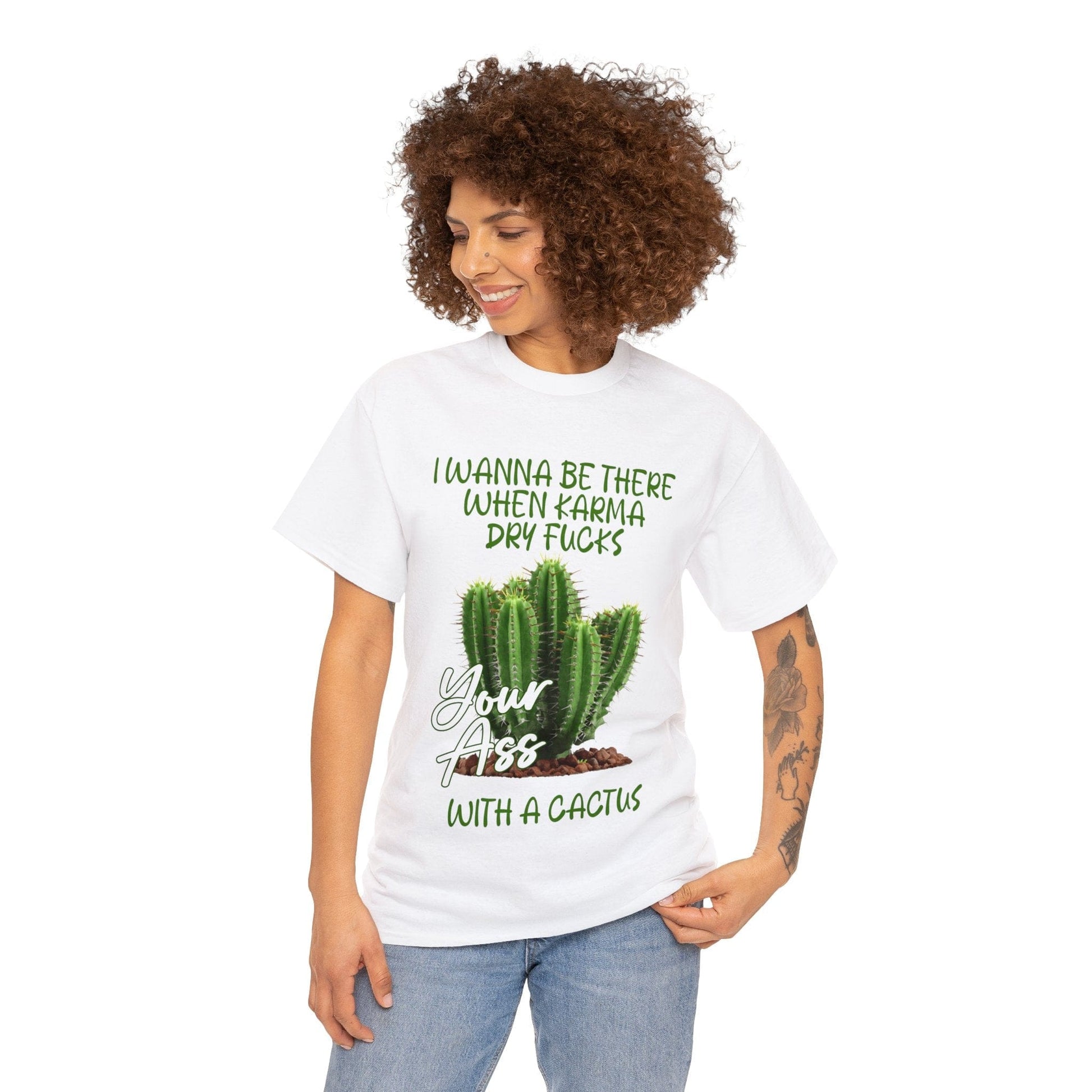 Karma Cactus Graphic Tee Graphic Tees Australia White / S Graphic T-Shirt Australia -  Cool Graphic T-Shirts Online -  Karma Cactus T-Shirt | Rude & insulting T-Shirt Australia