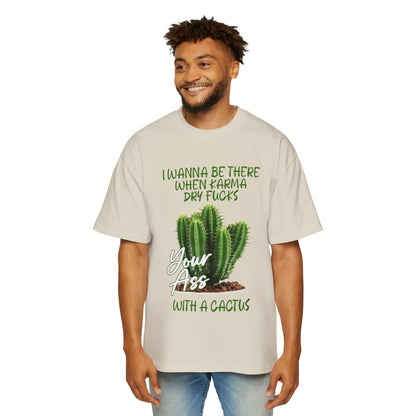 Karma Cactus Oversized Tee Graphic Tees Australia Ecru / S Graphic T-Shirt Australia -  Cool Graphic T-Shirts Online -  Karma Cactus Oversized Tee | Rude & Offensive T-Shirts Australia