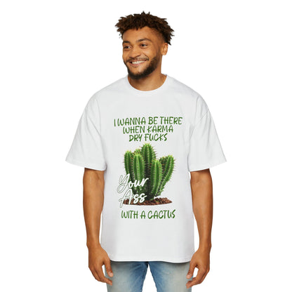 Karma Cactus Oversized Tee Graphic Tees Australia White / S Graphic T-Shirt Australia -  Cool Graphic T-Shirts Online -  Karma Cactus Oversized Tee | Rude & Offensive T-Shirts Australia