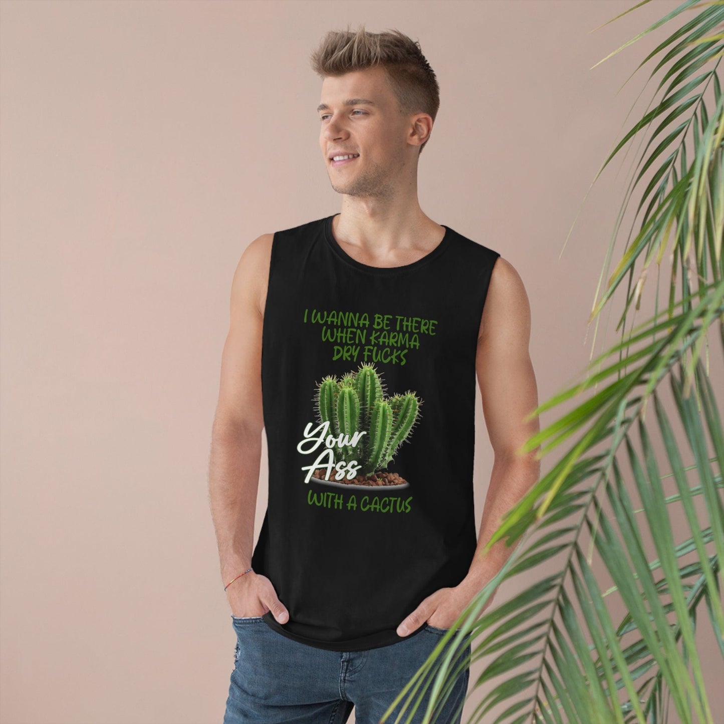 Karma Cactus Tank Top Graphic Tees Australia Black / XS Graphic T-Shirt Australia -  Cool Graphic T-Shirts Online -  Karma Cactus Tank Top | Cool Tank Tops & Singlets Australia