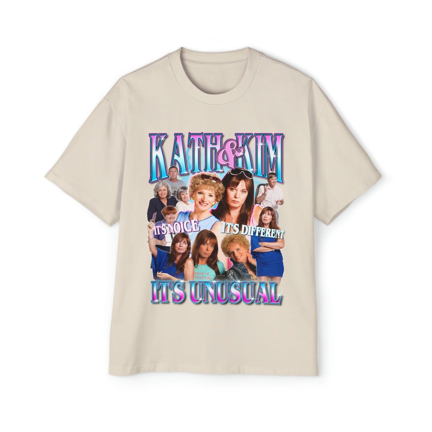 Kath And Kim Unusual Oversized Tee Graphic Tees Australia Ecru / S Graphic T-Shirt Australia -  Cool Graphic T-Shirts Online - 