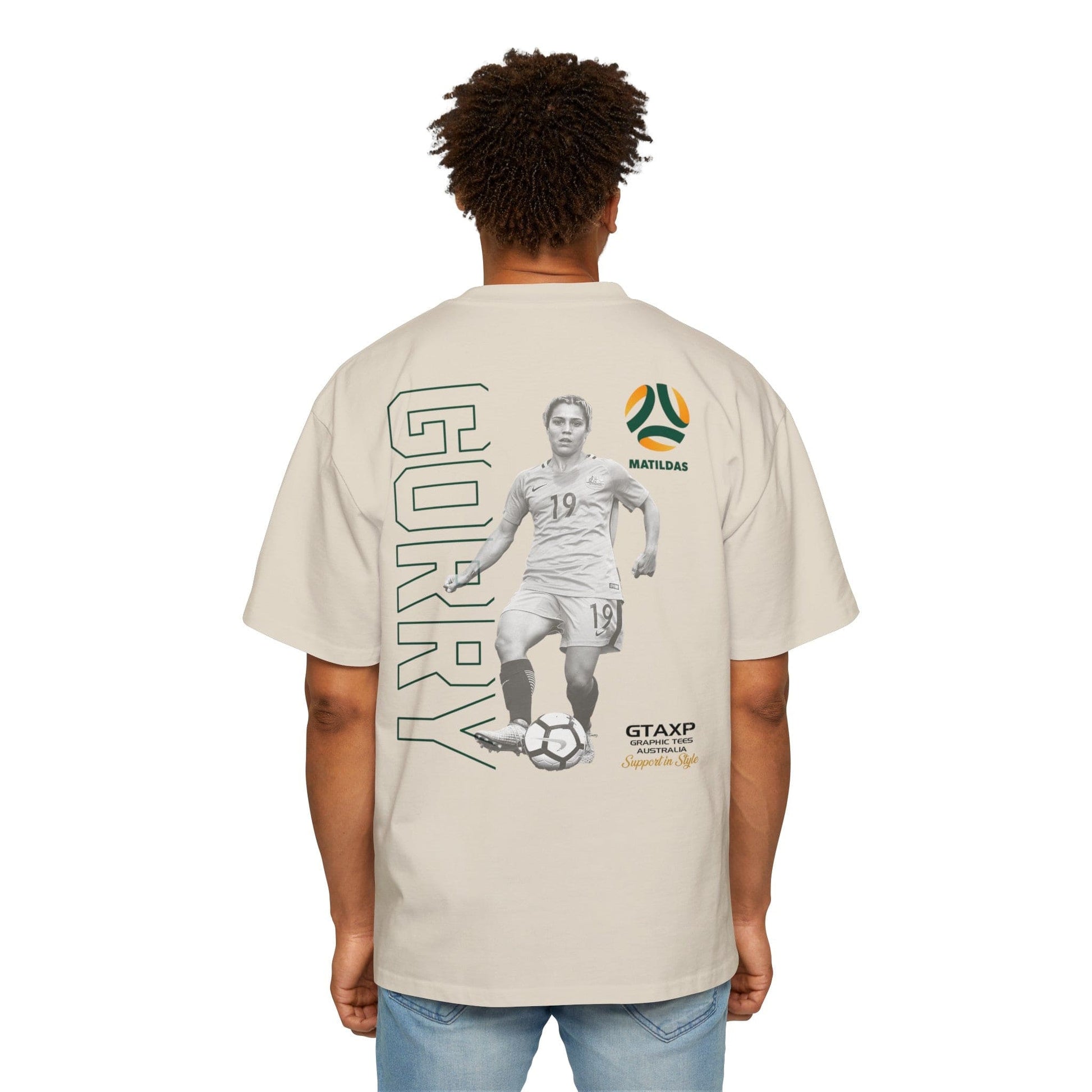 Katrina Gorry Matildas Duo Oversized Tee Graphic Tees Australia Ecru / S Graphic T-Shirt Australia -  Cool Graphic T-Shirts Online -  Katrina Gorry Matildas Duo Oversized Tee | Matildas Graphic T-Shirt