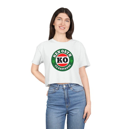 Ken Oath Ya Bastards Crop Tee Graphic Tees Australia White / XS Graphic T-Shirt Australia -  Cool Graphic T-Shirts Online -  Ken Oath Ya Bastards Crop Tee | Graphic T-Shirts For Women