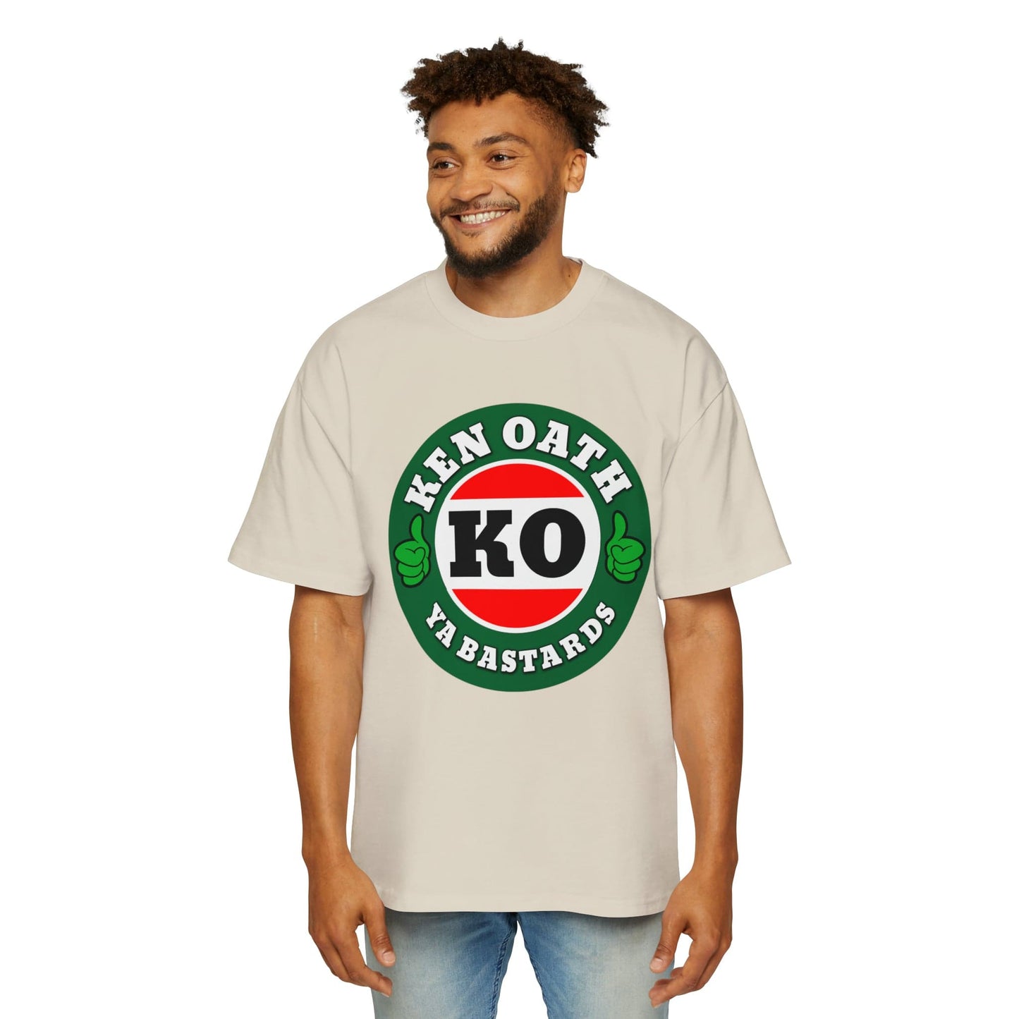 Ken Oath Ya Bastards Oversized Tee Graphic Tees Australia Ecru / S Graphic T-Shirt Australia -  Cool Graphic T-Shirts Online -  Ken Oath Ya Bastards Oversized Tee | Rude And Inappropriate T-Shirts