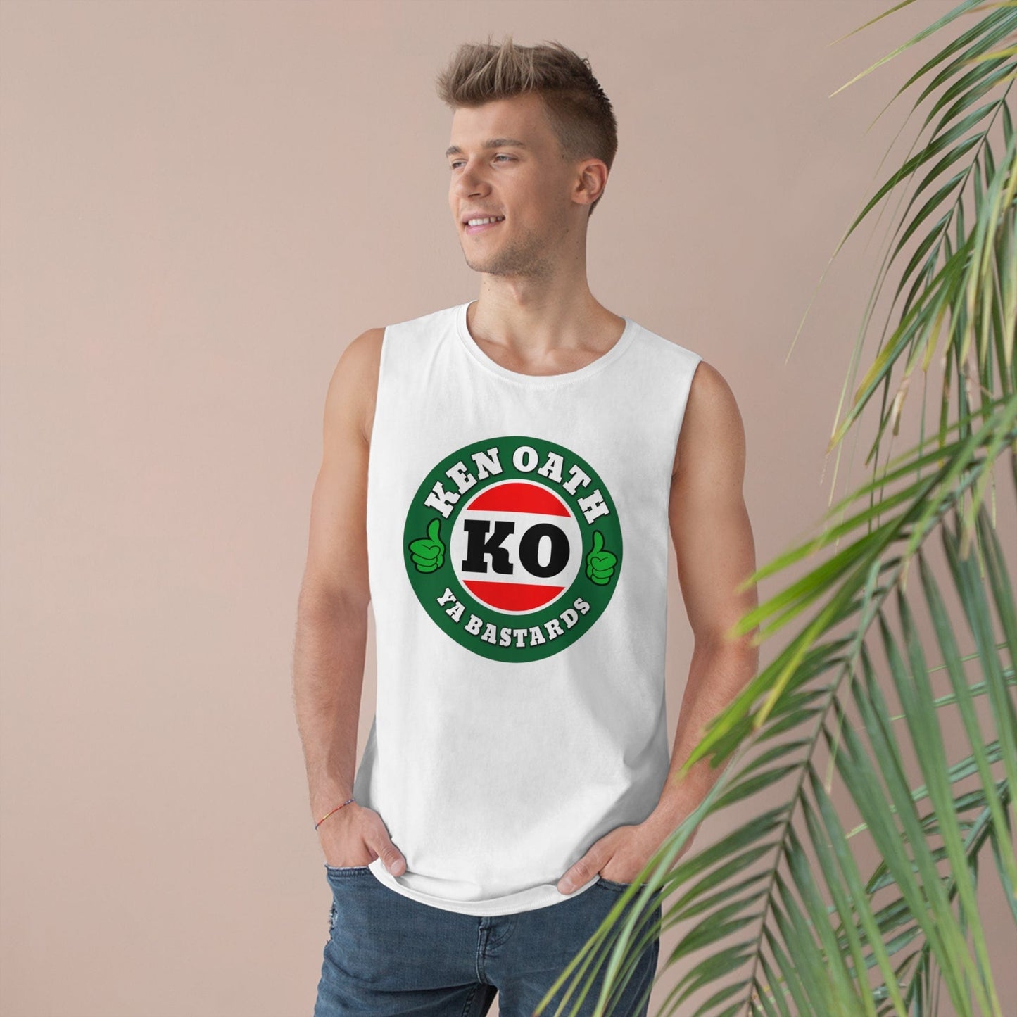 Ken Oath Ya Bastards Tank Top Graphic Tees Australia White / XS Graphic T-Shirt Australia -  Cool Graphic T-Shirts Online -  Ken Oath Ya Bastards Tank Top | Funny Aussie Tank Tops 