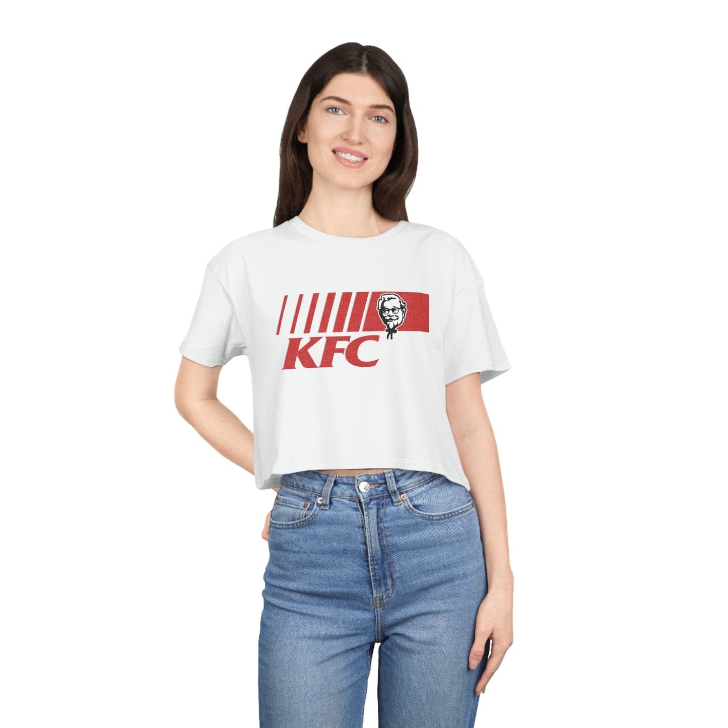 KFC 90's Vintage Crop Tee Graphic Tees Australia White / XS Graphic T-Shirt Australia -  Cool Graphic T-Shirts Online -  KFC 90's Vintage Crop Tee | Women's graphic tees australia