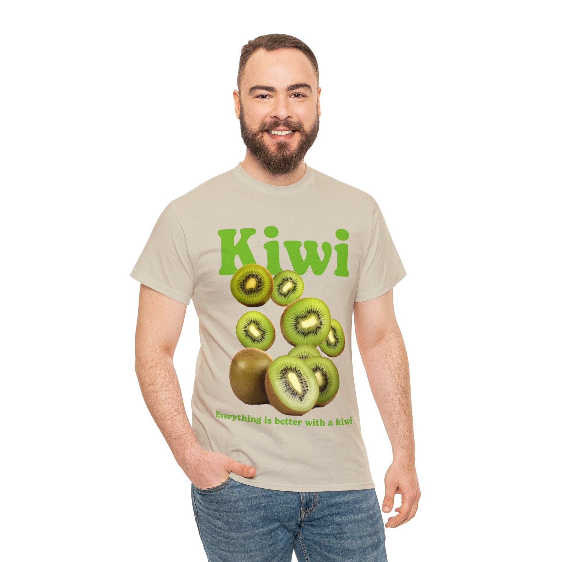 Kiwi Fruit Graphic Tee Graphic Tees Australia Sand / S Graphic T-Shirt Australia -  Cool Graphic T-Shirts Online -  Kiwi Fruit T-Shirt | Cool Graphic T-Shirts Online Australia