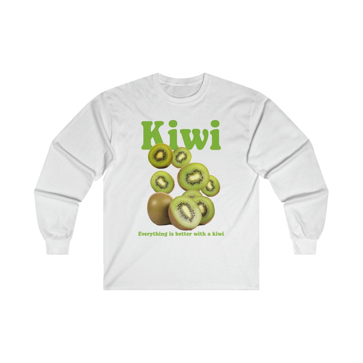 Kiwi Fruit Long Sleeve Graphic Tees Australia S / White Graphic T-Shirt Australia -  Cool Graphic T-Shirts Online -  Kiwi Fruit Long Sleeve | Cool Graphic Long Sleeve T-Shirt