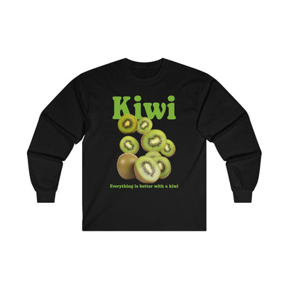 Kiwi Fruit Long Sleeve Graphic Tees Australia S / Black Graphic T-Shirt Australia -  Cool Graphic T-Shirts Online -  Kiwi Fruit Long Sleeve | Cool Graphic Long Sleeve T-Shirt