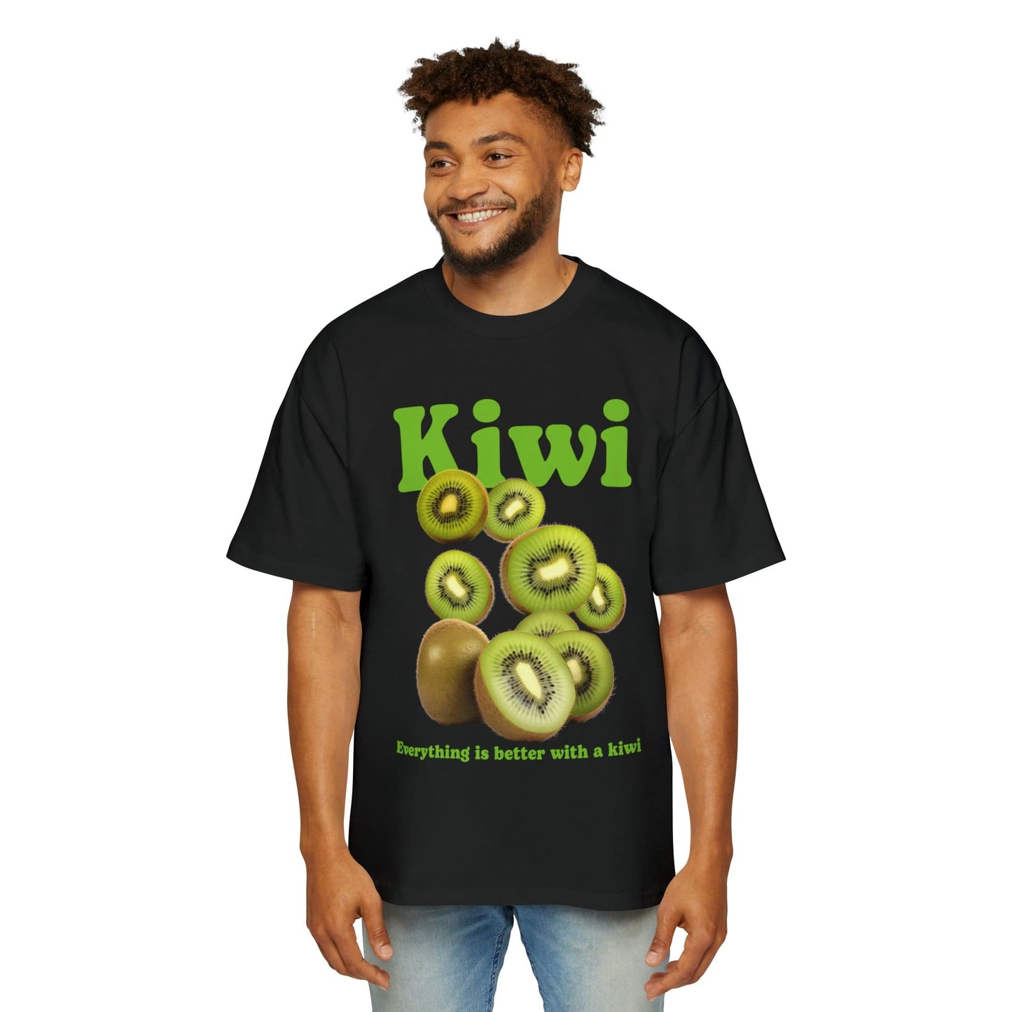 Kiwi Fruit Oversized Tee Graphic Tees Australia Black / S Graphic T-Shirt Australia -  Cool Graphic T-Shirts Online -  Kiwi Fruit Oversized Tee | 80's Graphic Tees Australia