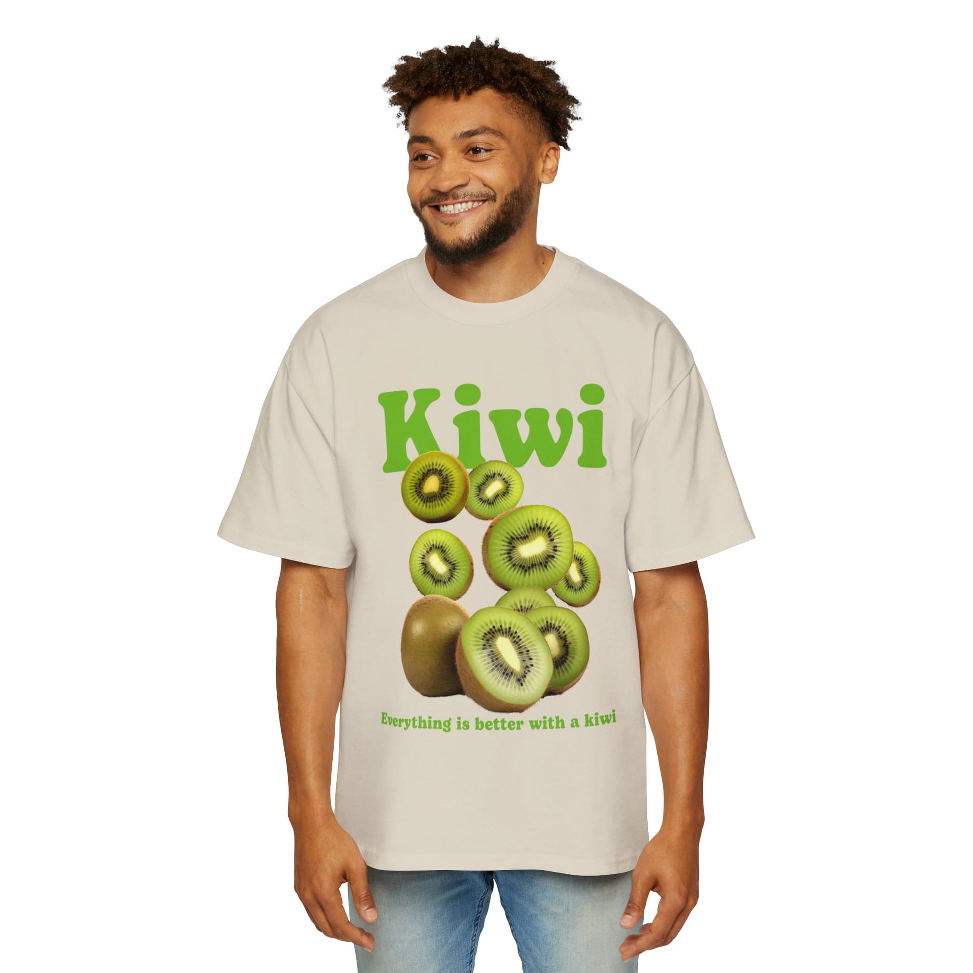 Kiwi Fruit Oversized Tee Graphic Tees Australia Ecru / S Graphic T-Shirt Australia -  Cool Graphic T-Shirts Online -  Kiwi Fruit Oversized Tee | 80's Graphic Tees Australia