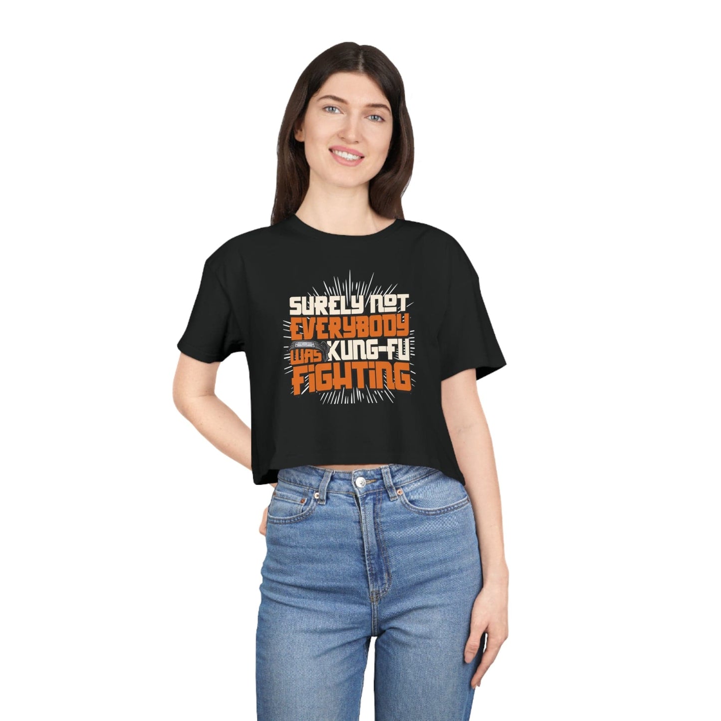 Kung Fu Fighting Crop Tee Graphic Tees Australia Black / XS Graphic T-Shirt Australia -  Cool Graphic T-Shirts Online -  Kung Fu Fighting Crop Tee | Funny Womens T-Shirts Australia