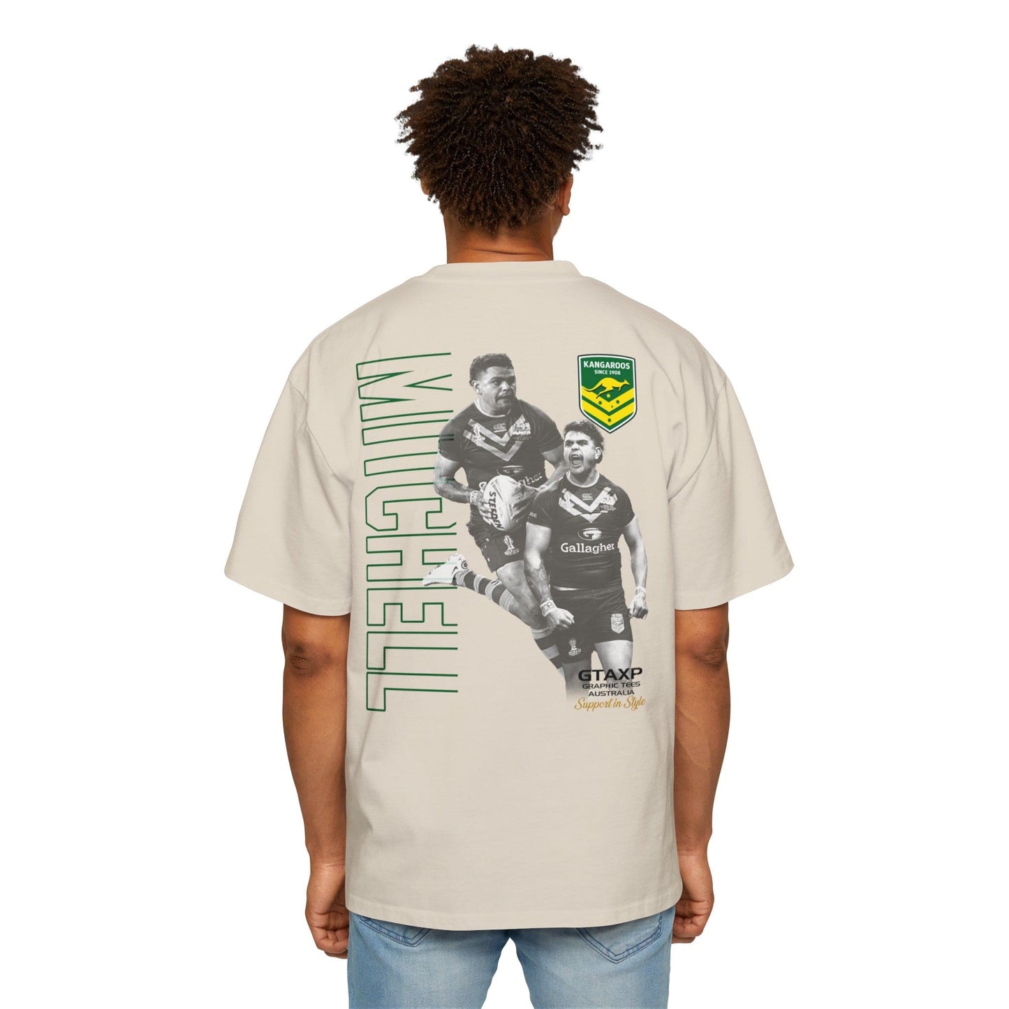 Latrell Mitchell Kangaroos Oversized Tee Printify Ecru / S Graphic T-Shirt Australia -  Cool Graphic T-Shirts Online - 