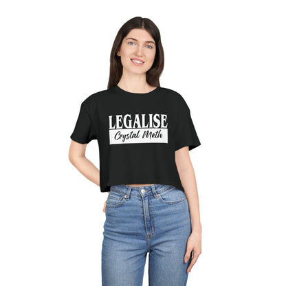 Legalise Crystal Meth Crop Tee Graphic Tees Australia Black / XS Graphic T-Shirt Australia -  Cool Graphic T-Shirts Online -  Legalise Crystal Meth Crop Tee | Offensive Womens T-Shirts