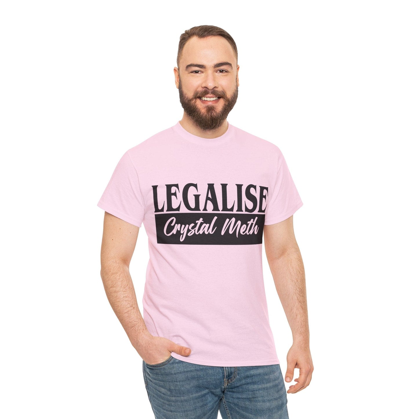 Legalise Crystal Meth Graphic Tee Graphic Tees Australia Light Pink / S Graphic T-Shirt Australia -  Cool Graphic T-Shirts Online -  Legalise Crystal Meth T-Shirt | Really Offensive T-Shirts Australia