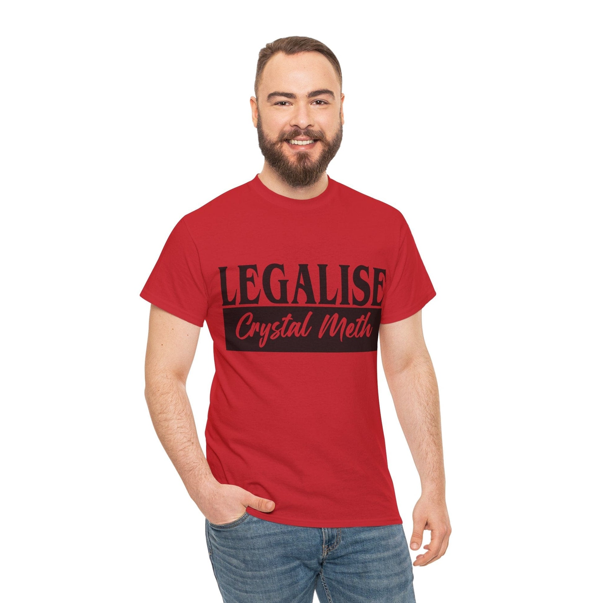 Legalise Crystal Meth Graphic Tee Graphic Tees Australia Red / S Graphic T-Shirt Australia -  Cool Graphic T-Shirts Online -  Legalise Crystal Meth T-Shirt | Really Offensive T-Shirts Australia