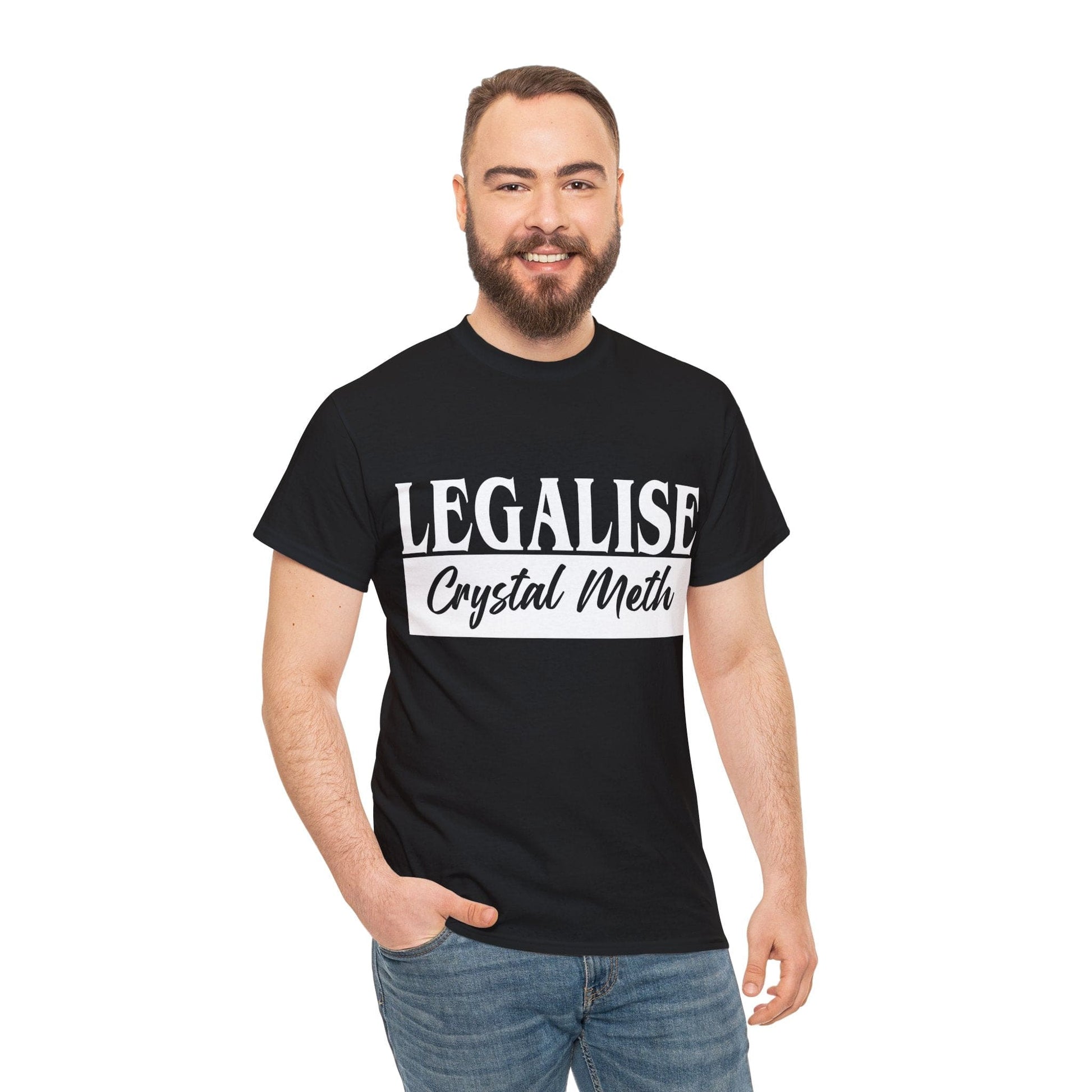 Legalise Crystal Meth Graphic Tee Graphic Tees Australia Black / S Graphic T-Shirt Australia -  Cool Graphic T-Shirts Online -  Legalise Crystal Meth T-Shirt | Really Offensive T-Shirts Australia