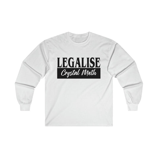 Legalise Crystal Meth Long Sleeve Graphic Tees Australia S / White Graphic T-Shirt Australia -  Cool Graphic T-Shirts Online - 