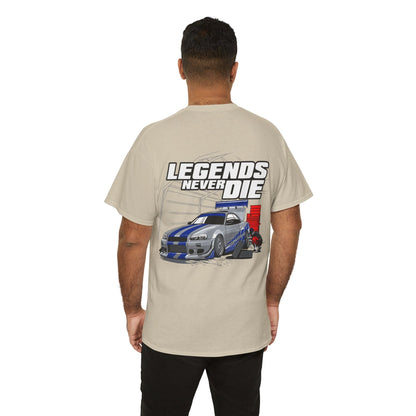 Legends Never Die Skyline Graphic Tee Graphic Tees Australia Sand / S Graphic T-Shirt Australia -  Cool Graphic T-Shirts Online -  Legends Never Die Skyline T-Shirt | Car T-Shirts Australia