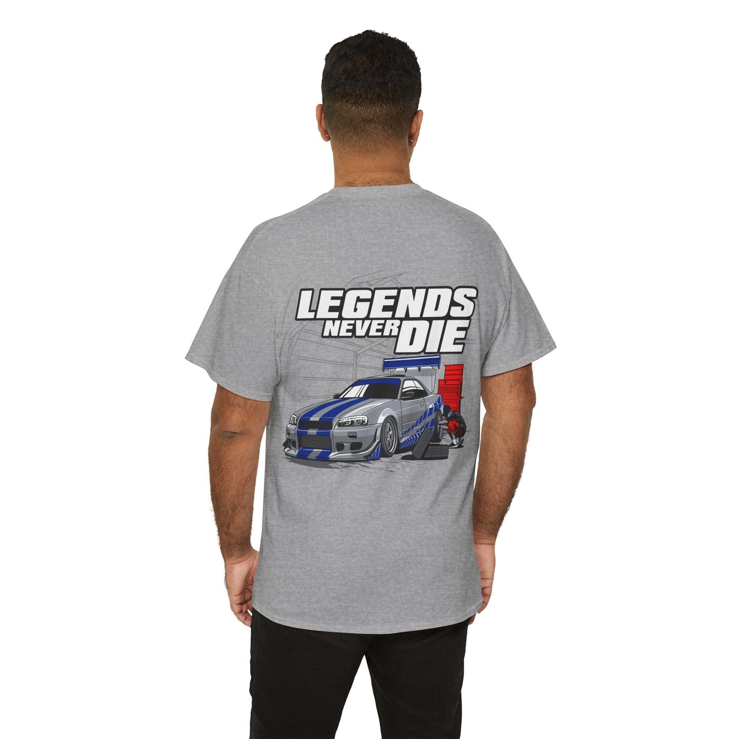 Legends Never Die Skyline Graphic Tee Graphic Tees Australia Sport Grey / S Graphic T-Shirt Australia -  Cool Graphic T-Shirts Online -  Legends Never Die Skyline T-Shirt | Car T-Shirts Australia