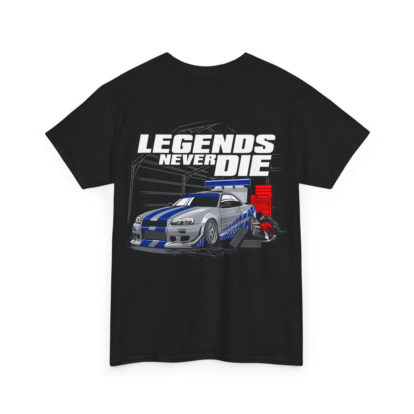 Legends Never Die Skyline Graphic Tee Graphic Tees Australia Graphic T-Shirt Australia -  Cool Graphic T-Shirts Online -  Legends Never Die Skyline T-Shirt | Car T-Shirts Australia