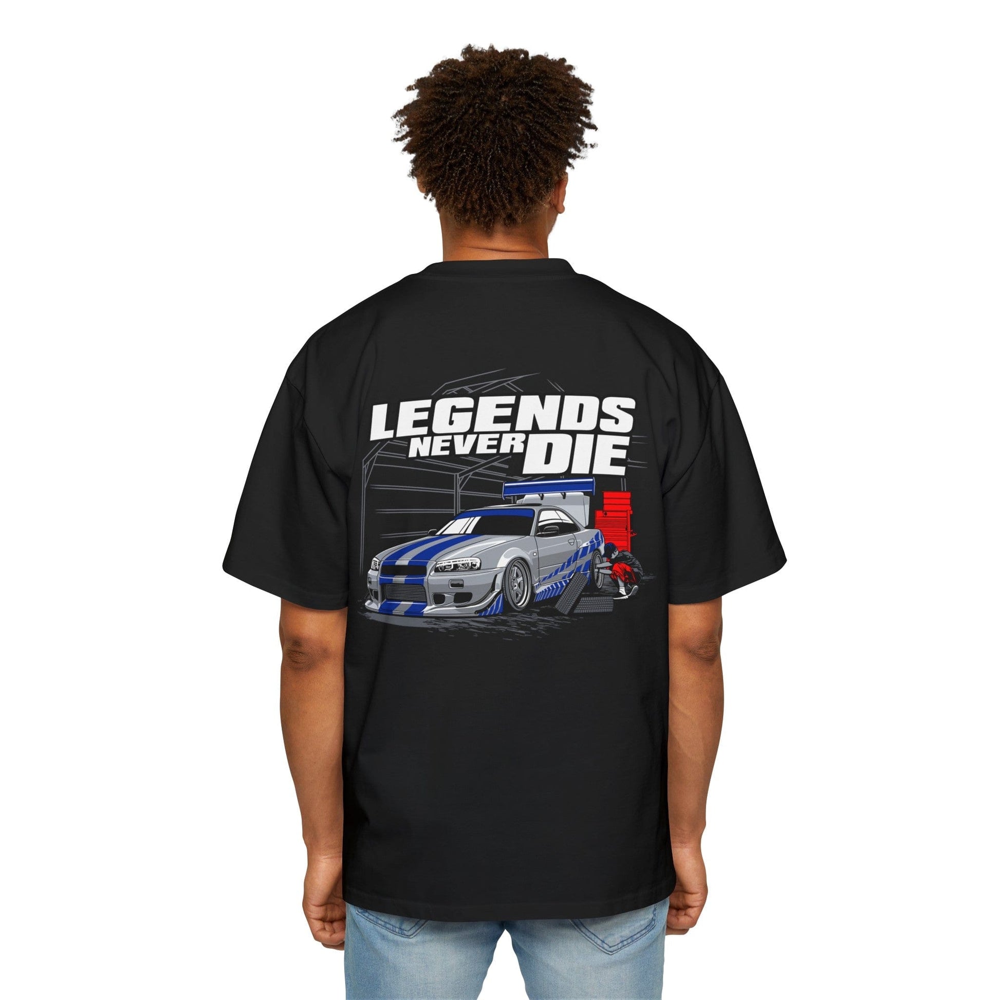 Legends Never Die Skyline Oversized Tee Printify Black / S Graphic T-Shirt Australia -  Cool Graphic T-Shirts Online - 