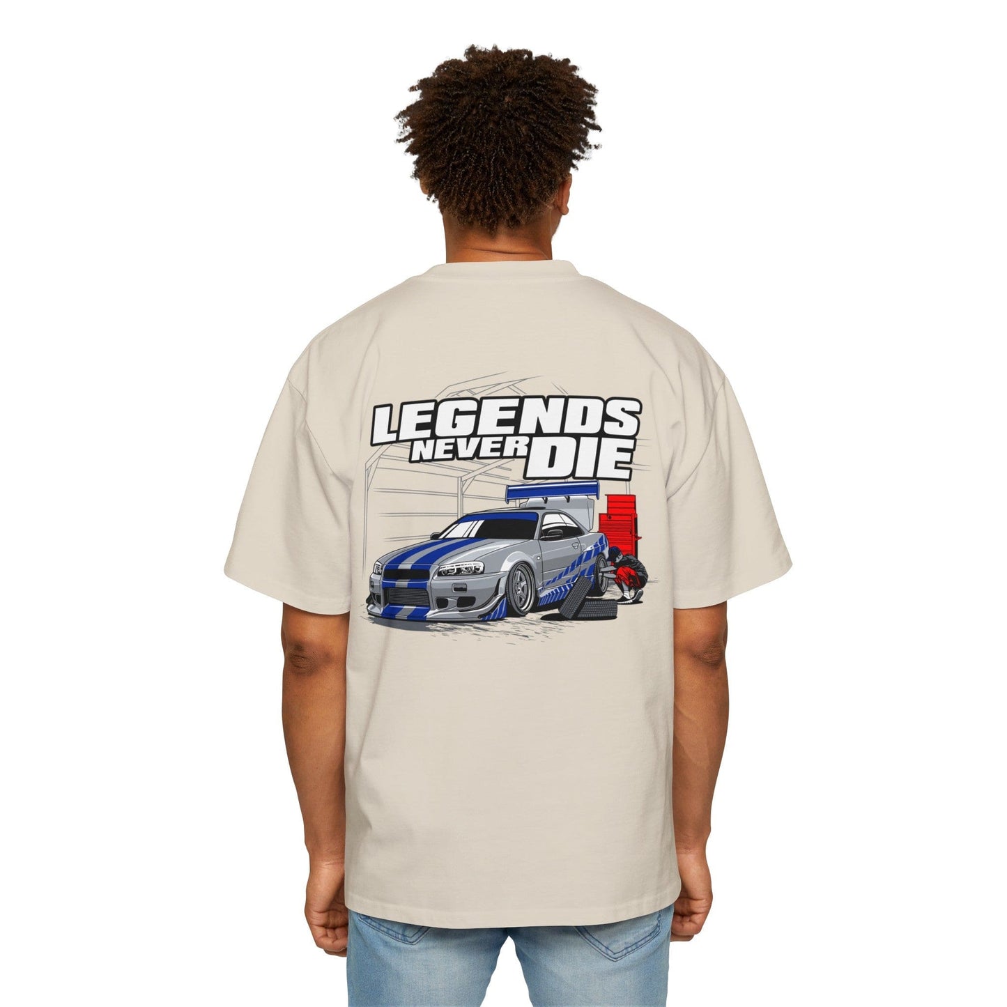 Legends Never Die Skyline Oversized Tee Printify Ecru / S Graphic T-Shirt Australia -  Cool Graphic T-Shirts Online - 