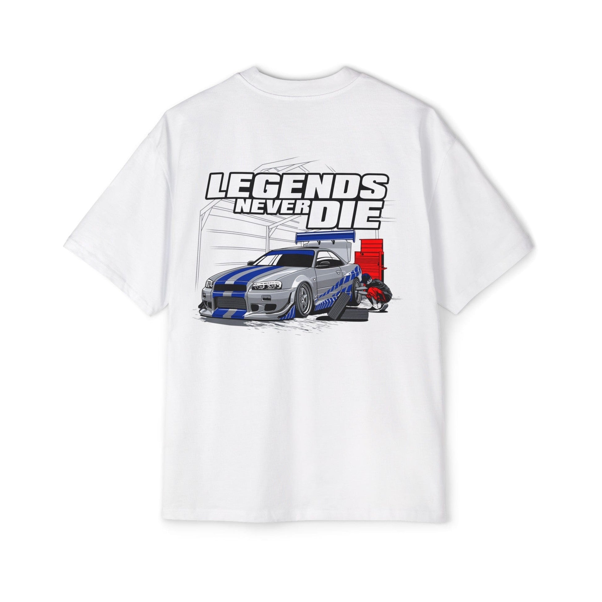 Legends Never Die Skyline Oversized Tee Printify Graphic T-Shirt Australia -  Cool Graphic T-Shirts Online - 