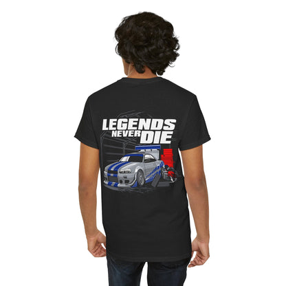 Legends Never Die Skyline TShirt Printify Graphic T-Shirt Australia -  Cool Graphic T-Shirts Online - 