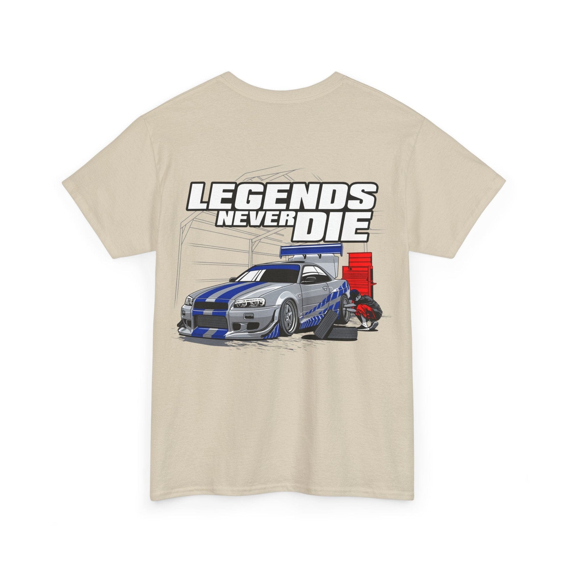 Legends Never Die Skyline TShirt Printify Graphic T-Shirt Australia -  Cool Graphic T-Shirts Online - 